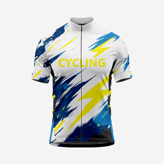 Men’s Cycling Short Sleeve Jersey Performance Road Bike Apparel - White