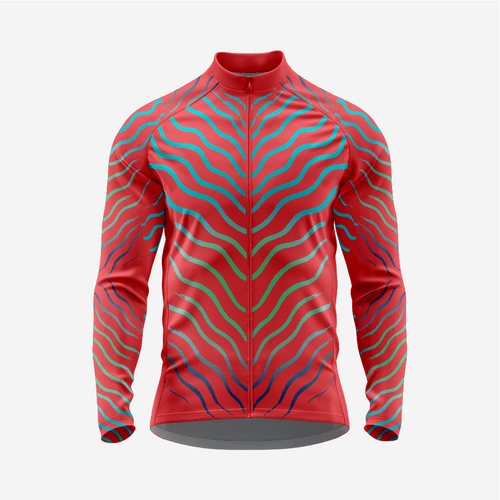 Red Men’s Long Sleeve Cycling Jersey Durable Bicycle Jerseys Mens - K2 Sportswear | Custom Sports Uniforms & Apparels - K2 Sportswear