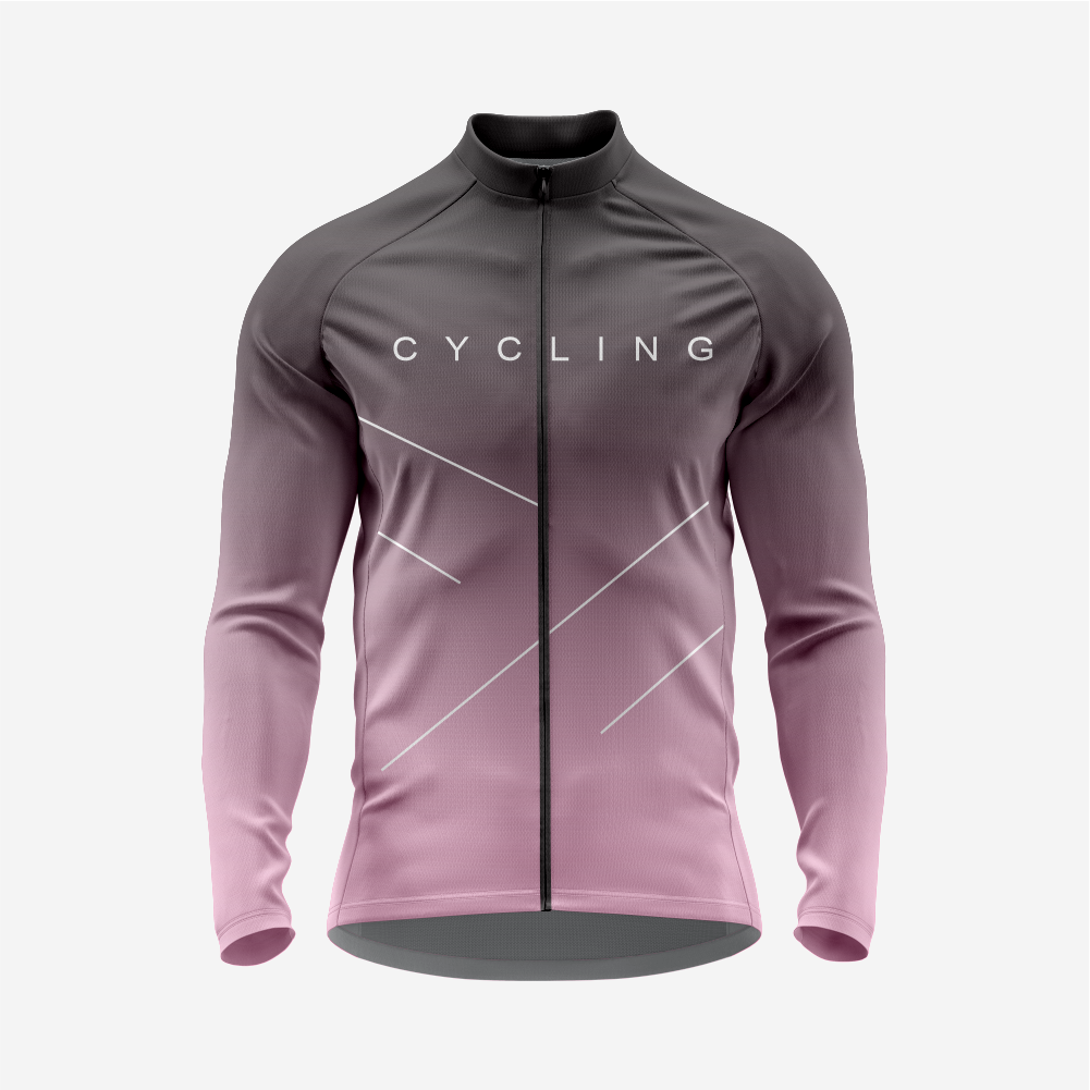 Men’s Long Sleeve Cycling Top and Bib Shorts Set - Pastel Purple