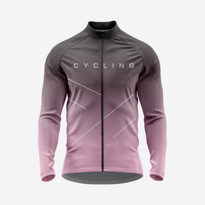 Men’s Long Sleeve Cycling Top and Bib Shorts Set - Pastel Purple