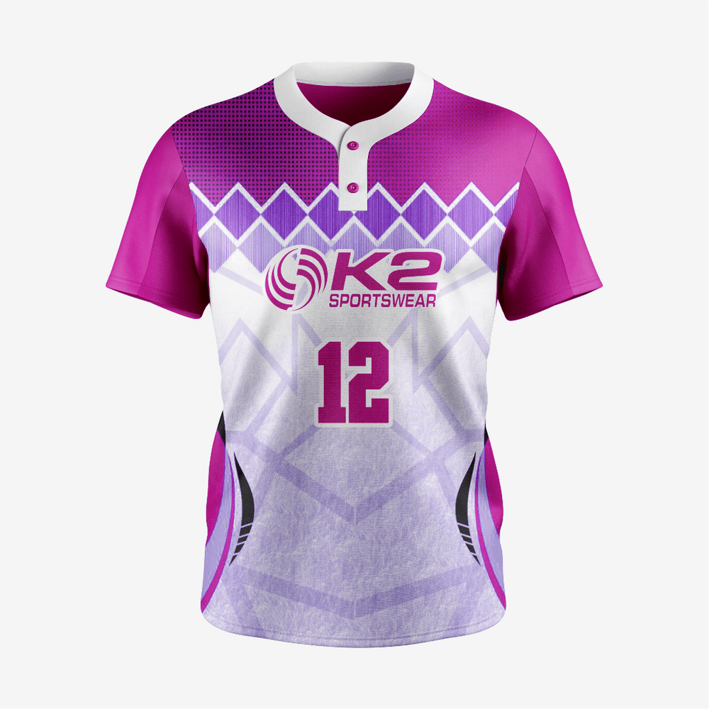 Men/Women Custom Softball 2 Button Jersey in Deep Magenta