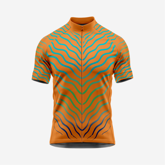 Men’s Orange Short Sleeve Cycling Jersey for Road and Racing