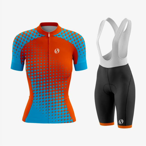 Premium Custom Cycling Kit for Women – Blue/Orange - K2 Sportswear | Custom Sports Uniforms & Apparels - K2 Sportswear
