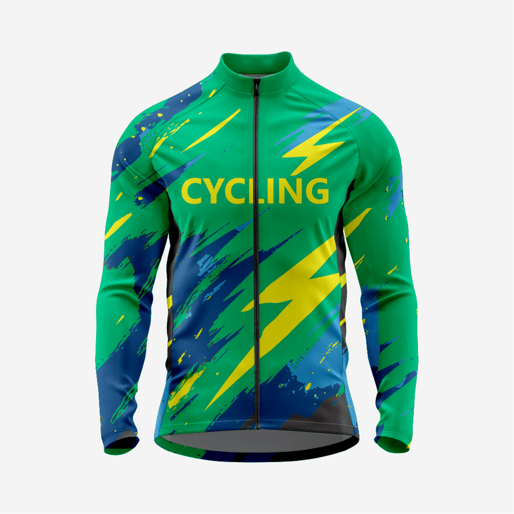 Men’s Green Long Sleeve Bike Jersey for Road Cycling