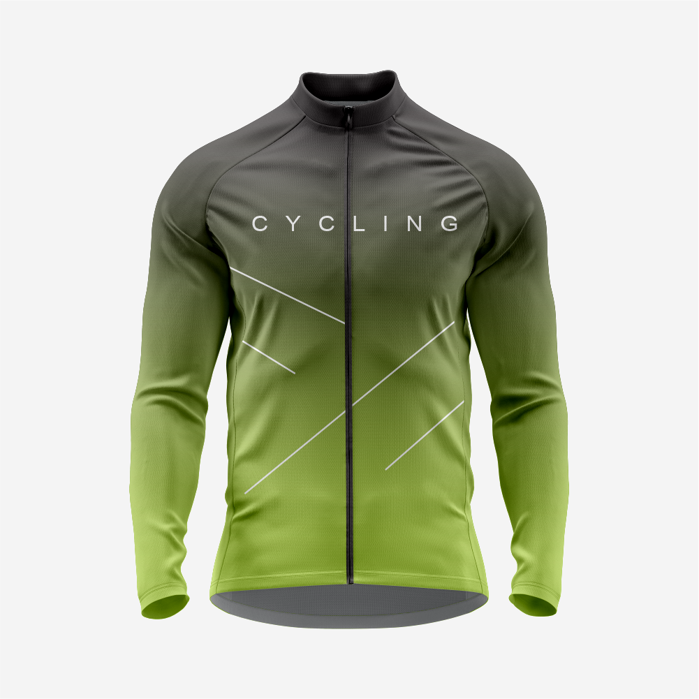 Men’s Olive Long Sleeve Cycling Jersey for Road Riders