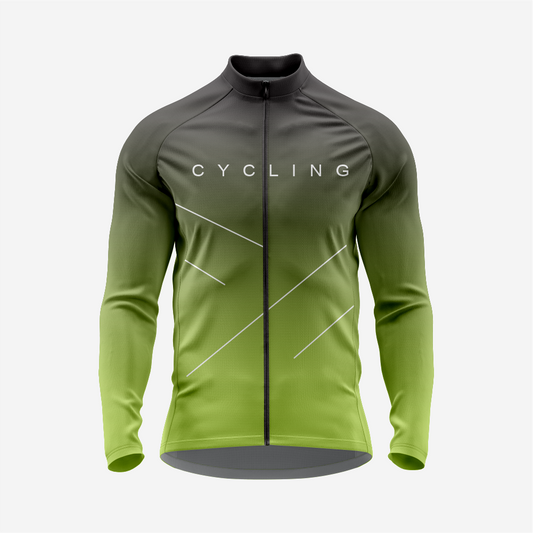 Men’s Olive Long Sleeve Cycling Jersey for Road Riders