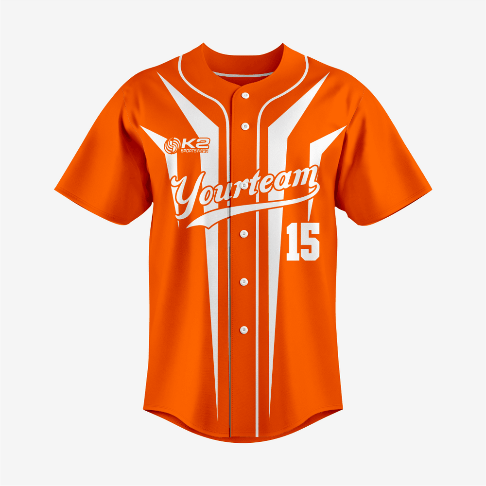 Benutzerdefiniertes Softball-Trikot mit durchgehender Knopfleiste in Orange