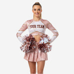 Custom Cheerleading Uniform Set - Long Sleeve Crop Top & Skirt Team Name Design