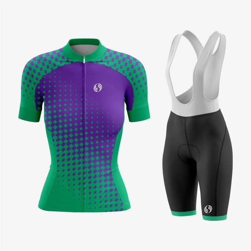 Premium Custom Cycling Kit for Women – Green & Purple - K2 Sportswear | Custom Sports Uniforms & Apparels - K2 Sportswear
