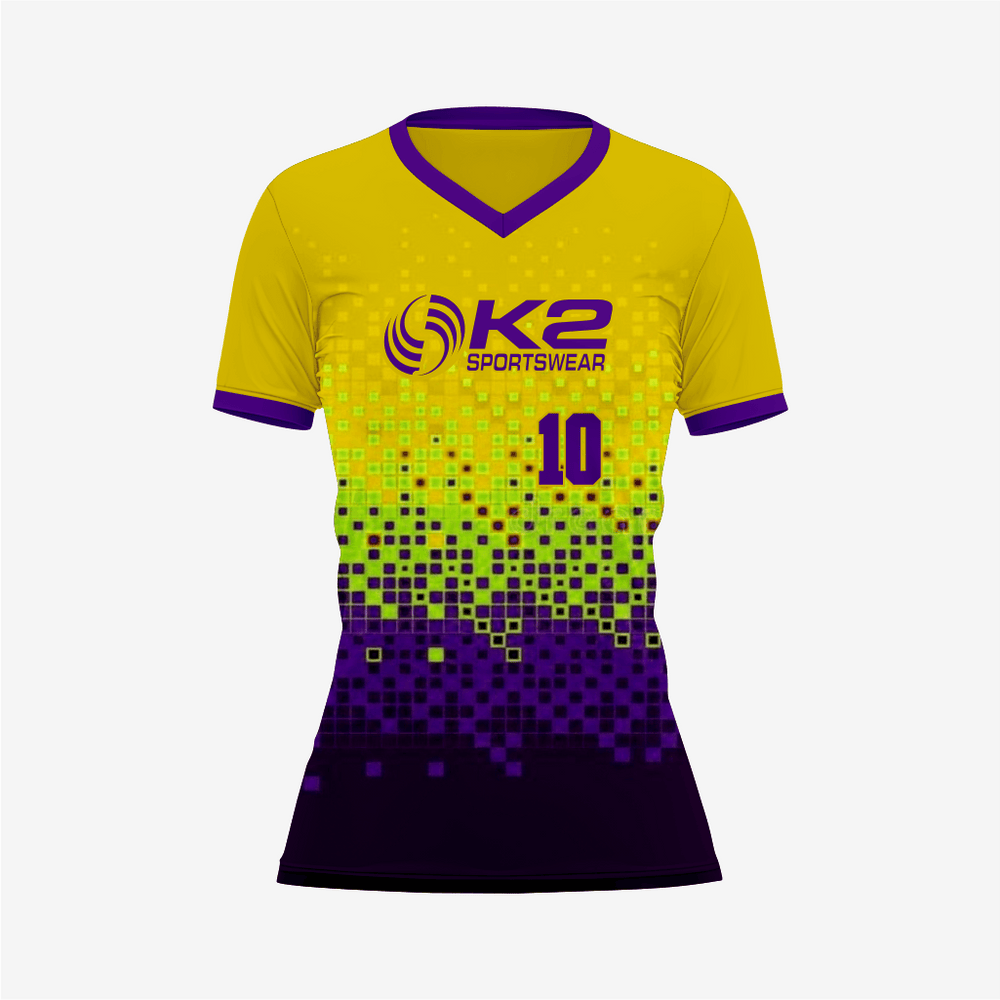 Benutzerdefiniertes Gold-Violett Softball V-Neck Trikot für Herren/Damen