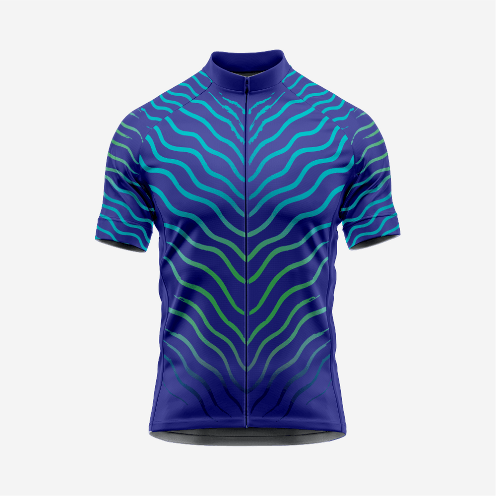 Men’s Blue Short Sleeve Cycling Jersey for Road and Racing