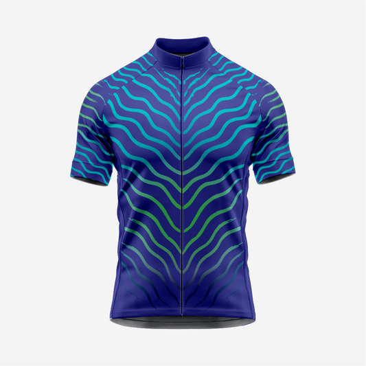 Men’s Blue Short Sleeve Cycling Jersey for Road and Racing