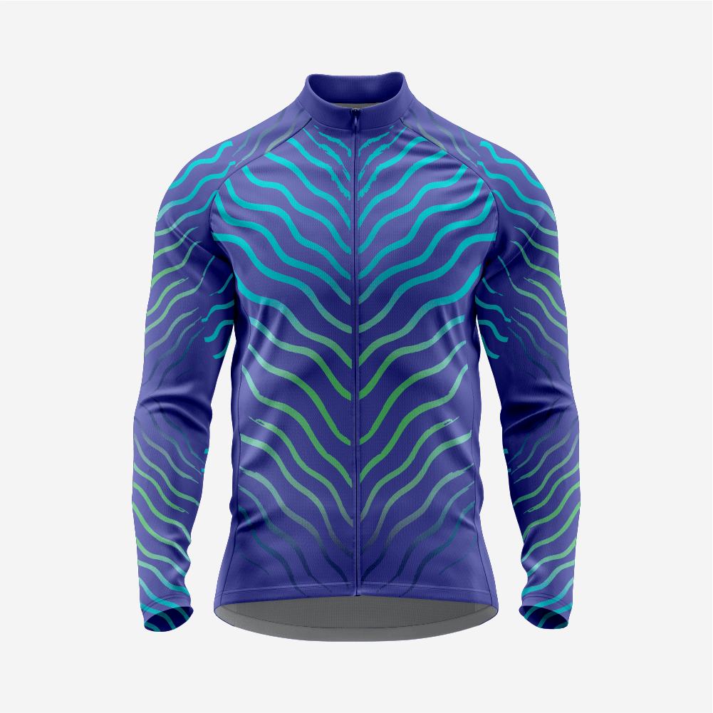 Blue Men’s Long Sleeve Cycling Jersey Durable Bicycle Jerseys Mens - K2 Sportswear | Custom Sports Uniforms & Apparels - K2 Sportswear