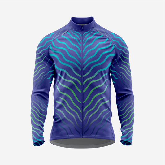 Blue Men’s Long Sleeve Cycling Jersey Durable Bicycle Jerseys Mens
