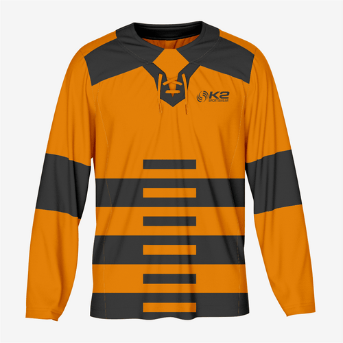 Custom Ice Hockey Jersey in Orange/Black - K2 Sportswear | Custom Sports Uniforms & Apparels - K2 Sportswear