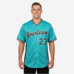Custom Baseball Jersey in Tiffany Blue - Full Button Baseball Jersey Team Name & Number