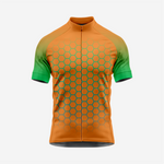 Herren Fahrradtrikot mit Hexagon-Muster, Braun | Kurzarm Performance-Fahrradshirt