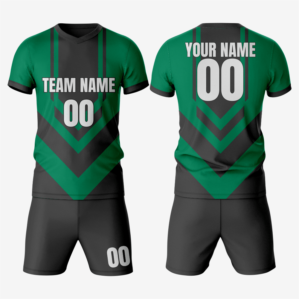 Premium Black and Dark Green Soccer Uniform Kit