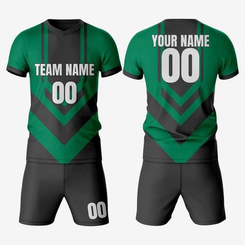Premium Black and Dark Green Soccer Uniform Kit