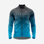 Men’s Long Sleeve Cycling Top and Bib Shorts Set - Blue & Gray - K2 Sportswear | Custom Sports Uniforms & Apparels - K2 Sportswear