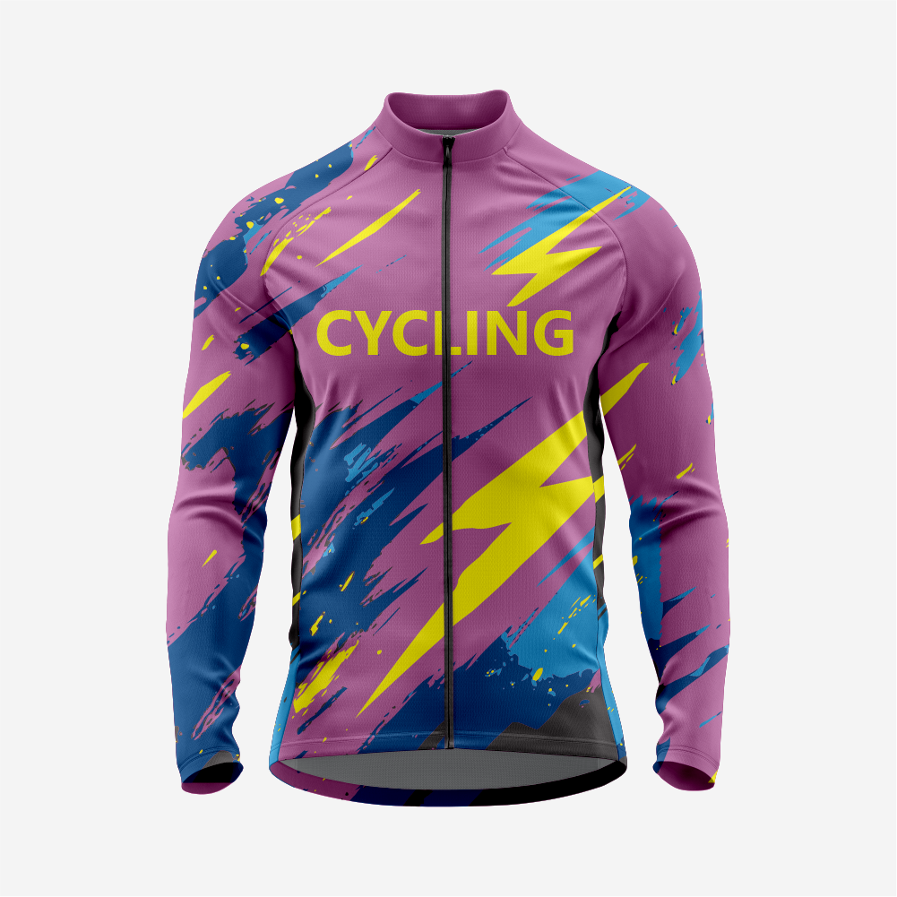 Men’s Long Sleeve Cycling Jersey and Bib Shorts Set - Palatinate Purple