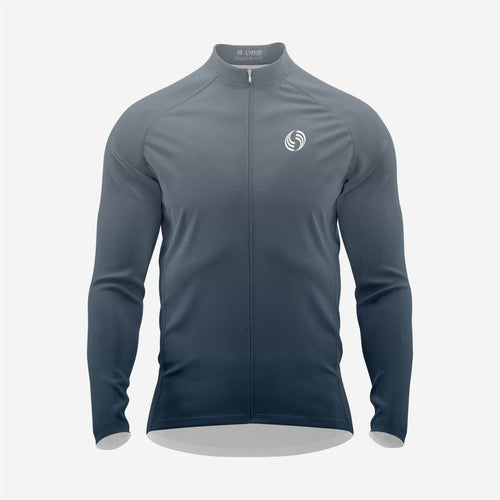 Men's Long Sleeve Cycling Jersey Persian Blue and Grey - K2 Sportswear | Custom Sports Uniforms & Apparels - K2 Sportswear