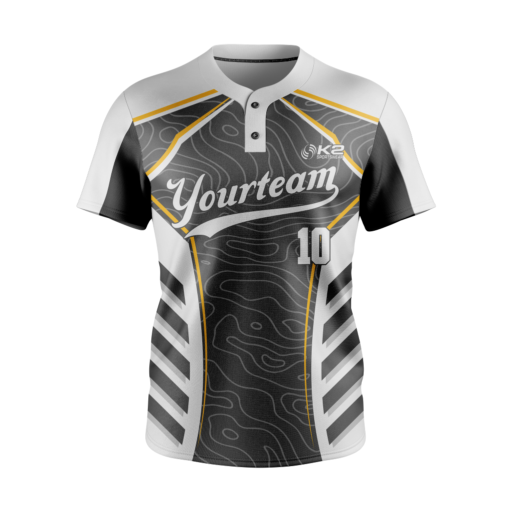 Custom Baseball 2-Button Jersey – Grey and Black