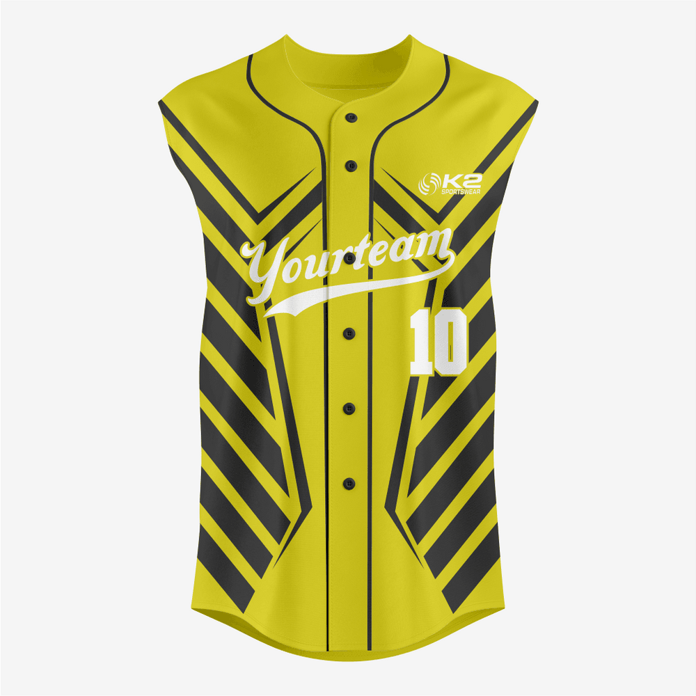 Personalized Yellow Sleeveless Full Button Softball Jersey – Pro Fit
