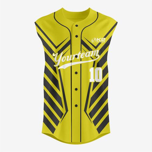 Personalized Yellow Sleeveless Full Button Softball Jersey – Pro Fit - K2 Sportswear | Custom Sports Uniforms & Apparels - K2 Sportswear