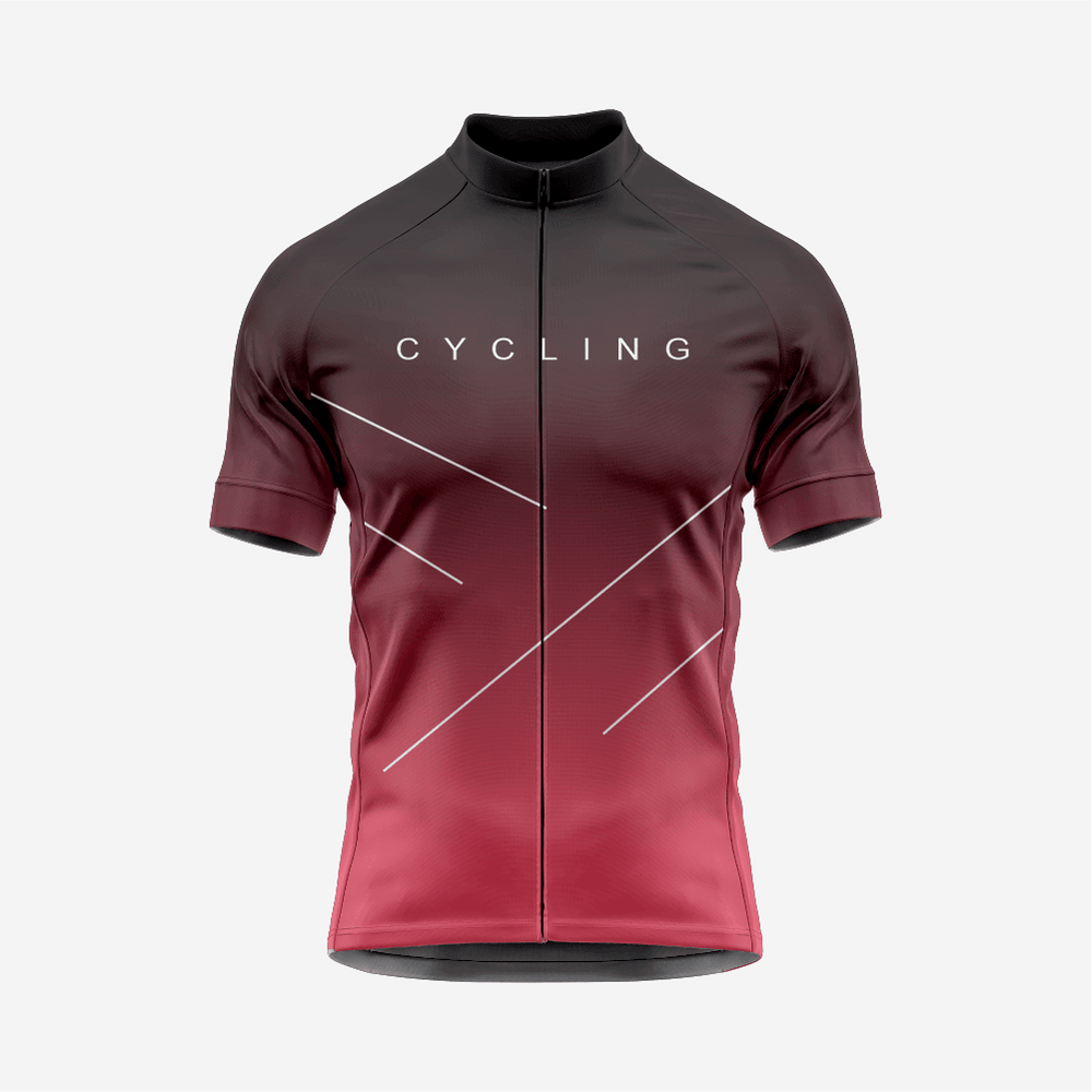 Premium Men's Cycling Short Sleeve Jersey in Deep Burgundy