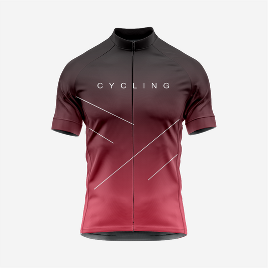 Premium Men's Cycling Short Sleeve Jersey in Deep Burgundy