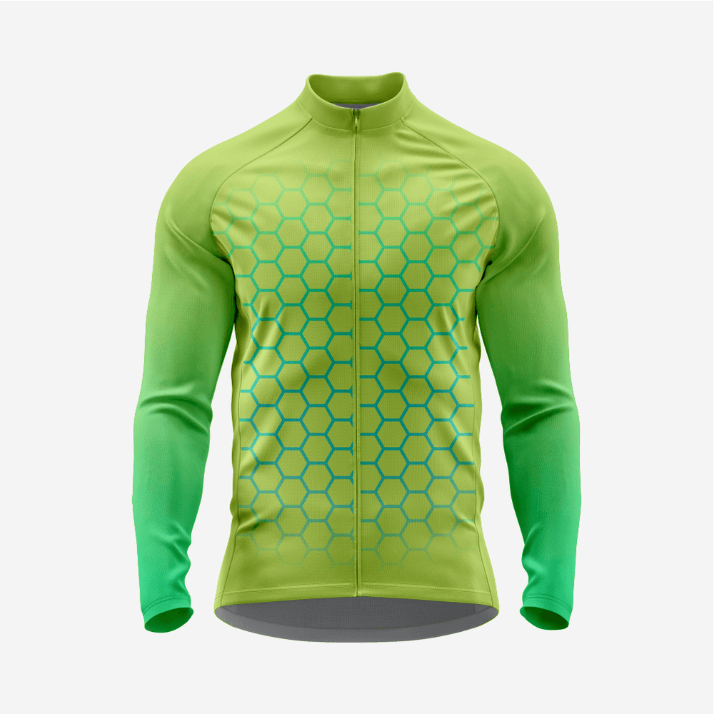 Full Zip Long Sleeve Cycling Jersey for Men | Hexagon Bike Shirt