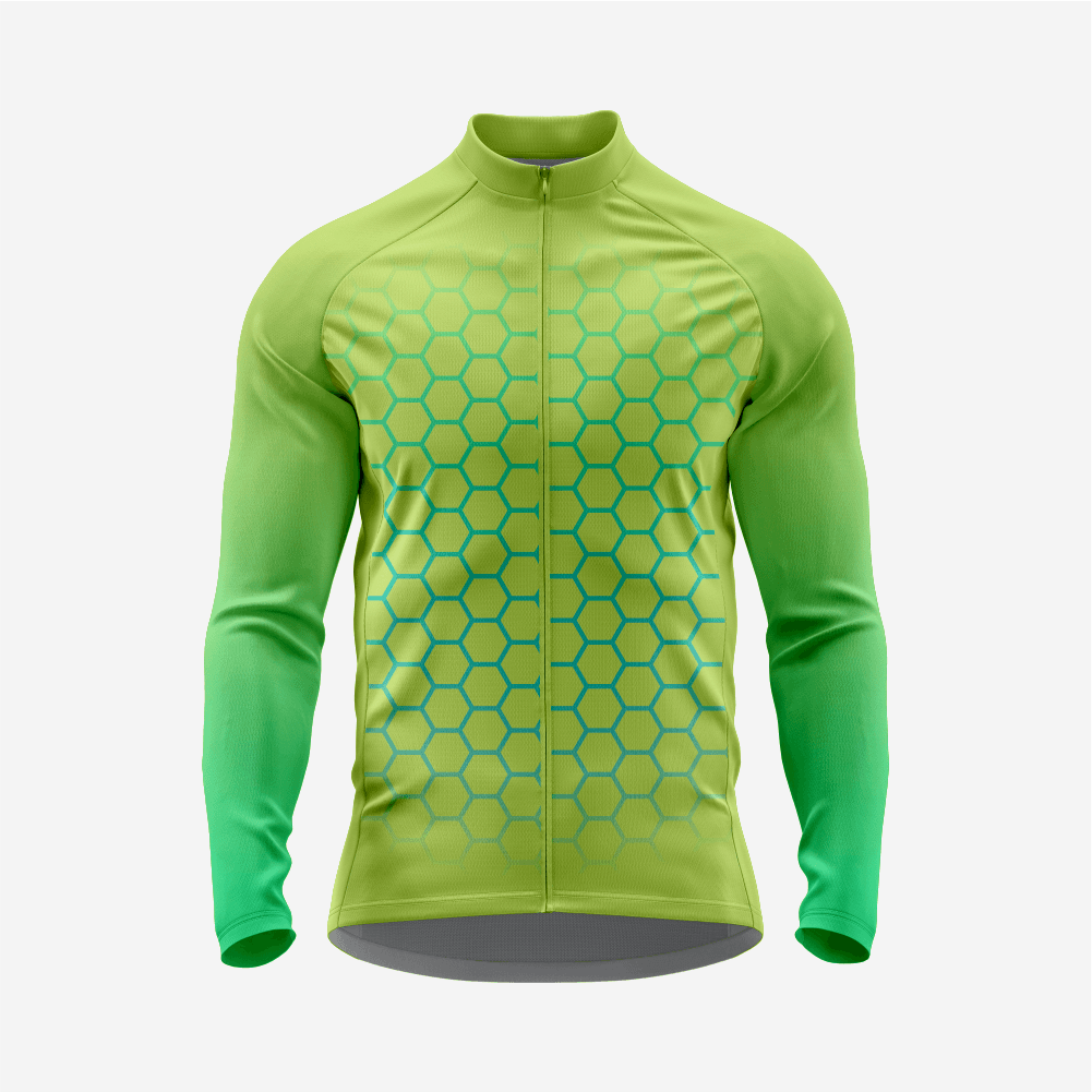 Full Zip Long Sleeve Cycling Jersey for Men | Hexagon Bike Shirt - K2 Sportswear | Custom Sports Uniforms & Apparels - K2 Sportswear