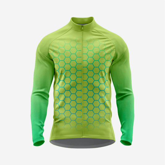 Full Zip Long Sleeve Cycling Jersey for Men | Hexagon Bike Shirt - K2 Sportswear | Custom Sports Uniforms & Apparels - K2 Sportswear