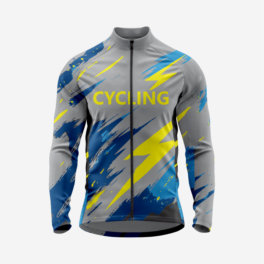 Maillot de Cyclisme Respirant à Manches Longues Gris Foncé pour Homme avec Poches