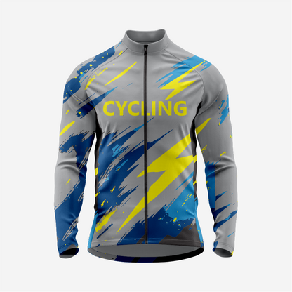 Breathable Men’s Dark Gray Long Sleeve Cycling Jersey with Pockets