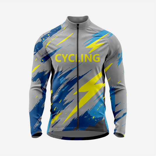 Breathable Men’s Dark Gray Long Sleeve Cycling Jersey with Pockets
