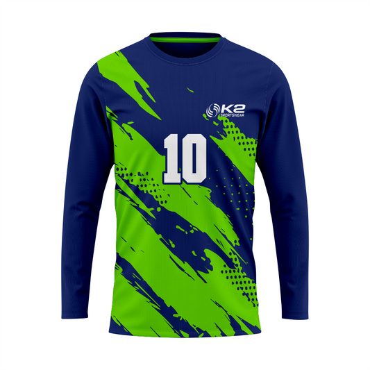 Classic Soccer Goal-Keeper Jersey in Teal Green and Blue