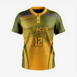 Custom Softball 2 Button Jersey/Pant in Army Green/Gold - K2 Sportswear | Custom Sports Uniforms & Apparels - K2 Sportswear