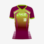 Women’s Custom Softball V-Neck Jersey – Yellow Green/Maroon - K2 Sportswear | Custom Sports Uniforms & Apparels - K2 Sportswear