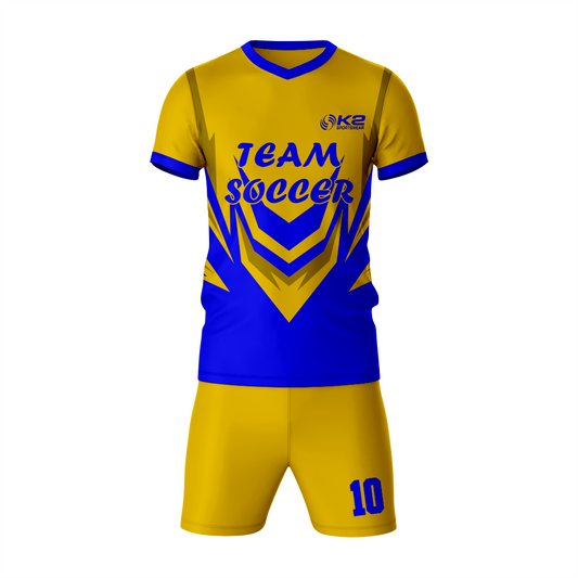 Classic Gold-Blue Soccer Outfit for Players