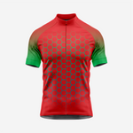 Herren Kurzarm Radtrikot Rot | Performance-Shirt mit Hexagon-Print