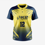 Custom Softball 2 Button Jersey/Pant in Yellow/Blue - K2 Sportswear | Custom Sports Uniforms & Apparels - K2 Sportswear