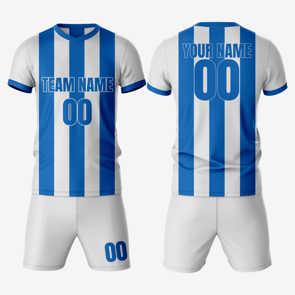 Comfortable White and Blue Soccer Gear for Teams