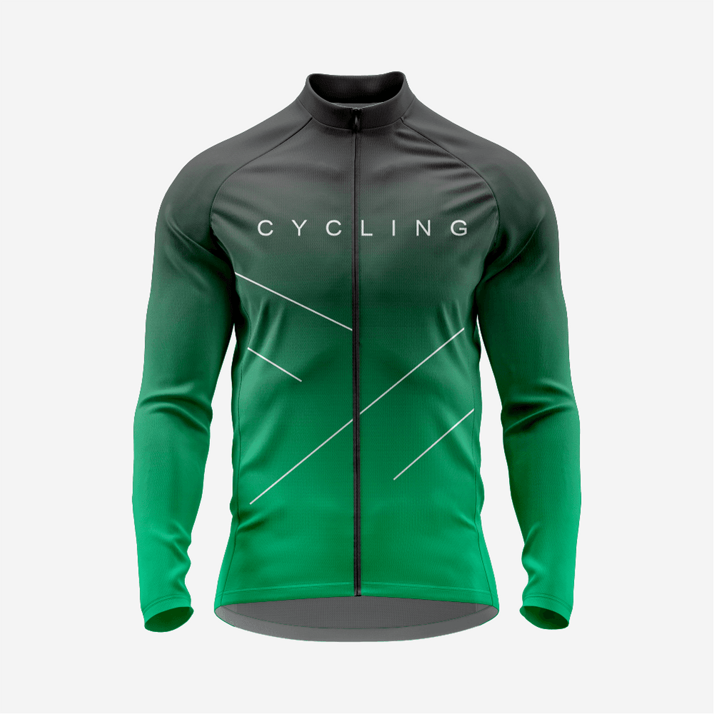 Men’s Dark Green Long Sleeve Cycling Jersey for Road Riders