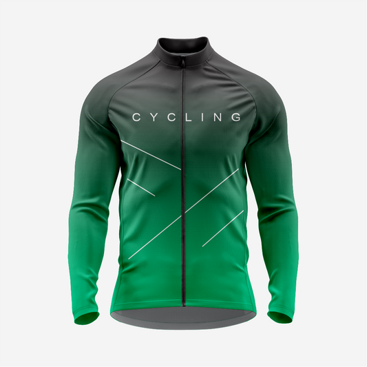 Men’s Dark Green Long Sleeve Cycling Jersey for Road Riders