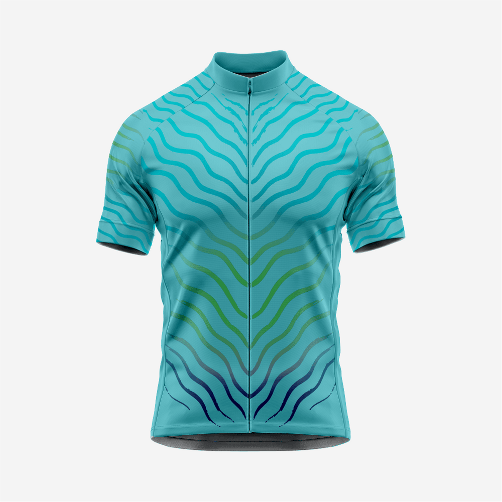 Men’s Turquoise Short Sleeve Cycling Jersey for Road and Racing