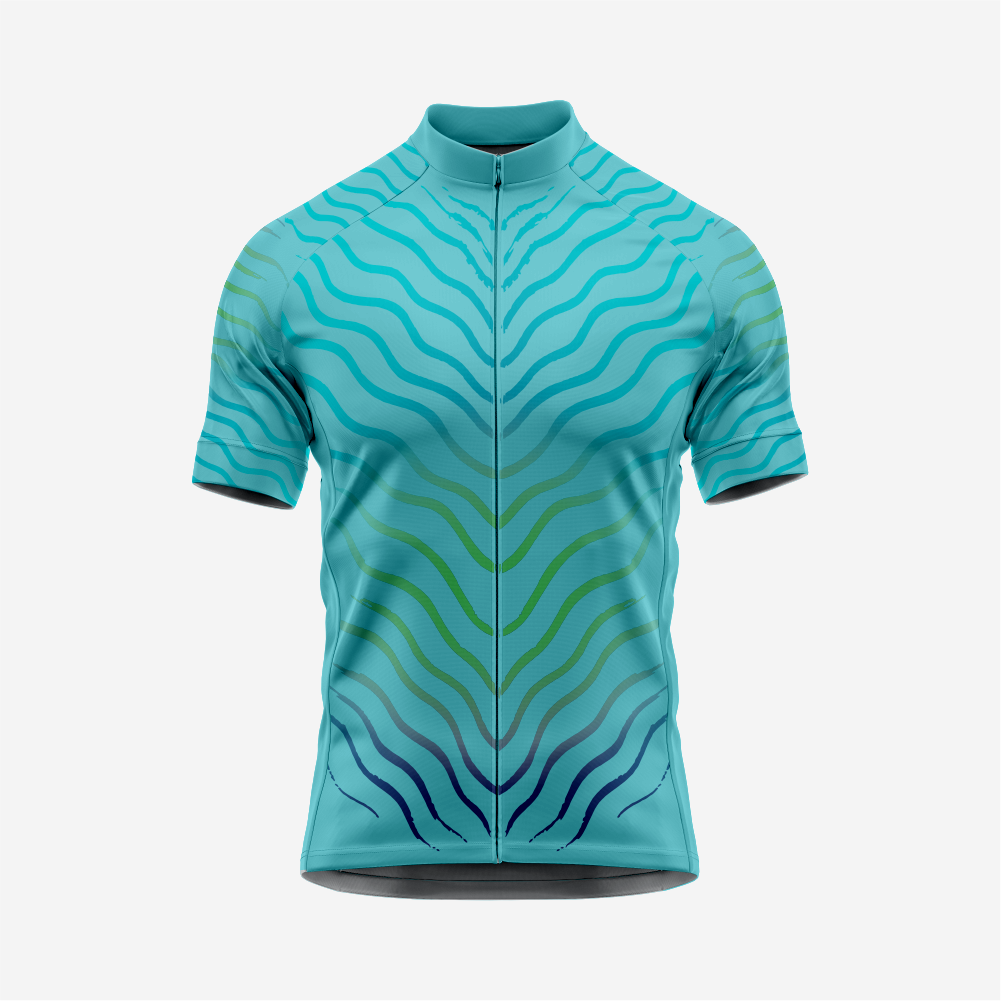 Men’s Turquoise Short Sleeve Cycling Jersey for Road and Racing