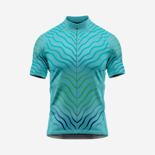 Men’s Turquoise Short Sleeve Cycling Jersey for Road and Racing