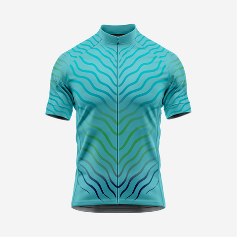 Men’s Turquoise Short Sleeve Cycling Jersey for Road and Racing